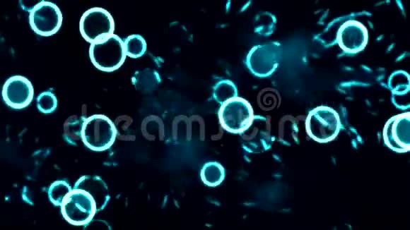 霓虹灯蓝圈与霓虹灯效应的抽象背景视频的预览图