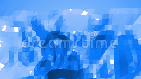 蓝色低聚挥动表面作为卡通背景蓝色多边形几何振动环境或脉动背景视频的预览图