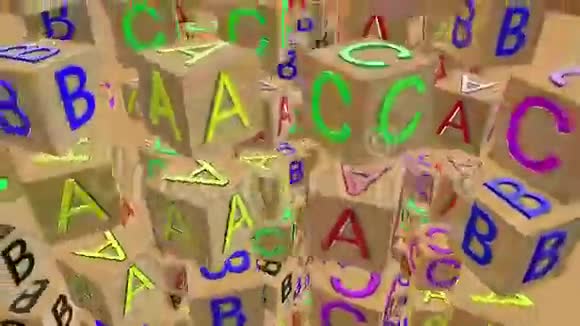 旋转的木制字母立方体视频的预览图