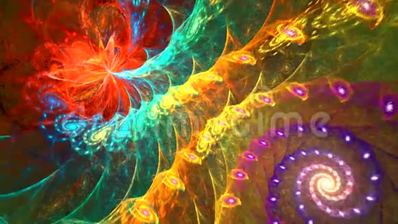 抽象的彩色形状像旋转木马或万花筒旋转很详细视频的预览图