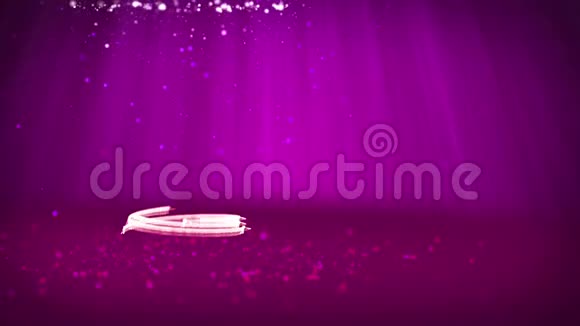 紫色圣诞树从发光发亮的粒子在左边冬季主题为圣诞节背景与复制空间3d视频的预览图