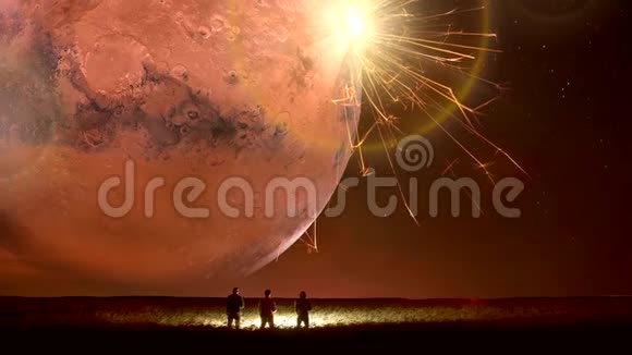 神奇神奇的地球动画与UFO的奇妙景观视频的预览图