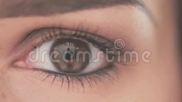 有天然妆容的年轻女性之眼视频的预览图
