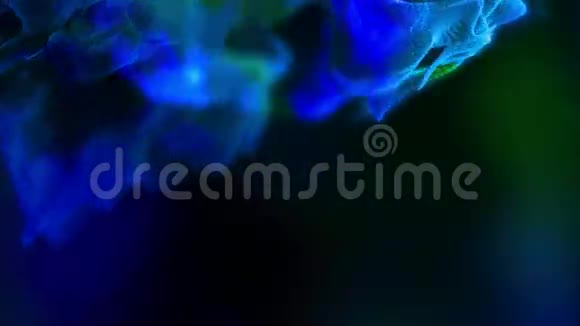 蓝色粒子在黑暗中三维动画循环视频的预览图