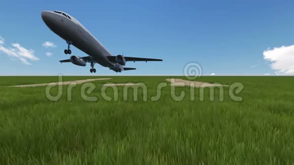 绿色领域与飞机的背景视频的预览图