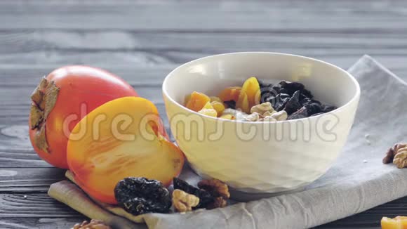 燕麦粥健康食品慢动作视频的预览图