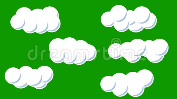 绿色屏幕背景上一套卡通风格的动画云视频的预览图