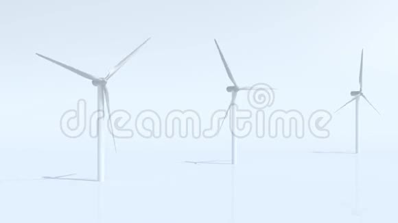 蓝色背景的三台风力涡轮机视频的预览图