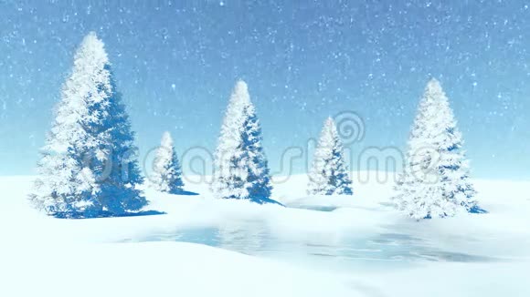 简单的白天冬季景观雪时有毛视频的预览图