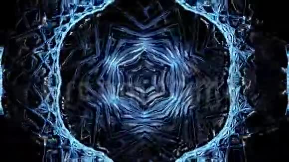 蓝色万花筒序列模式抽象五彩运动图形背景瑜伽俱乐部表演曼陀罗视频的预览图