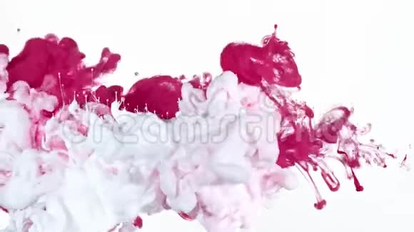 水中的白色和粉红色墨水视频的预览图