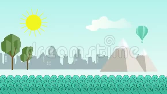 动画平面卡通全景城市视频的预览图