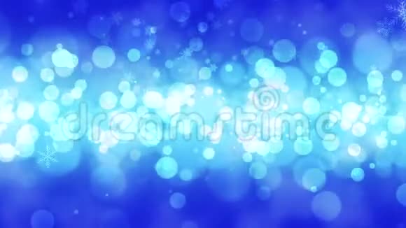 抽象的蓝色波克和雪花飘落视频的预览图