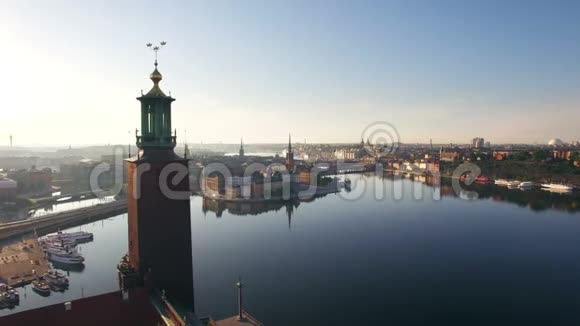 斯德哥尔摩城市的空中景观视频的预览图