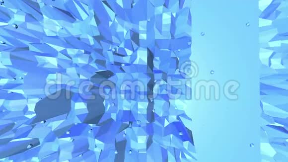 蓝色低聚波面作为背景蓝色多边形的几何摇摆环境或脉动背景视频的预览图