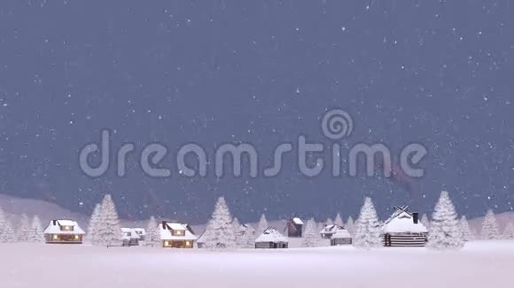 雪夜覆盖村庄视频的预览图