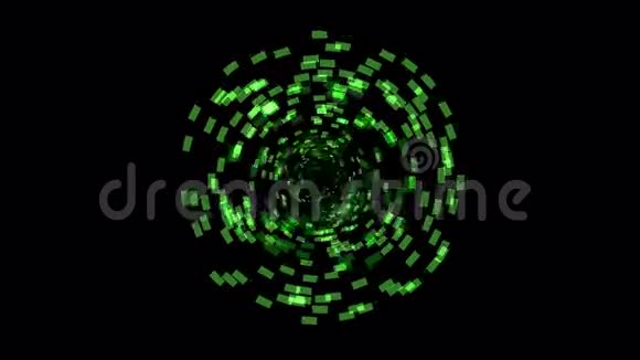 绿色方阵背景科技科幻隧道洞能量空间视频的预览图