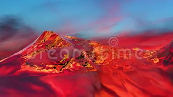 D3彩色背景和日落上超现实果冻山的插图视频的预览图