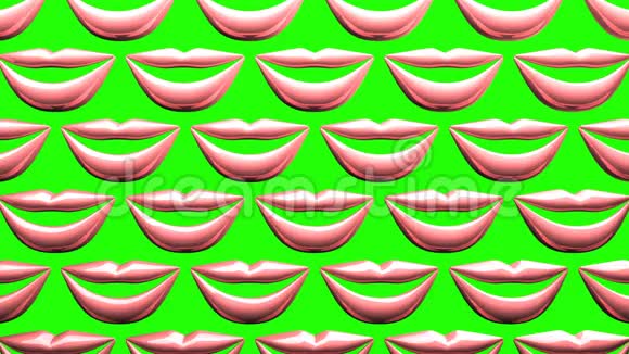 绿色背景下许多粉色吻唇视频的预览图