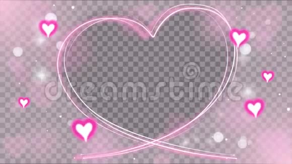 动画粉红色的心与心形框架的情人节和婚礼主题视频的预览图
