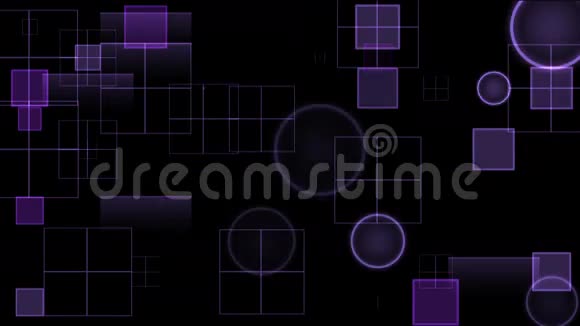 闪烁着紫色的圆圈和正方形视频的预览图