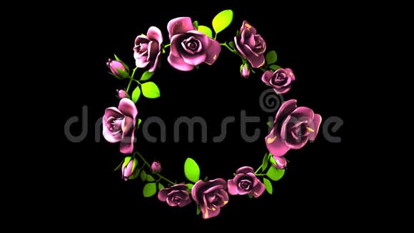 黑色文字空间的粉色玫瑰框架视频的预览图