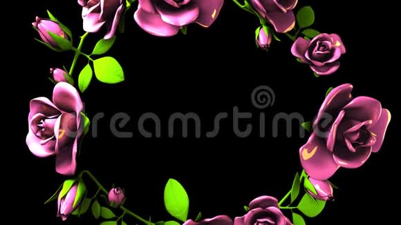 黑色文字空间的粉色玫瑰框架视频的预览图