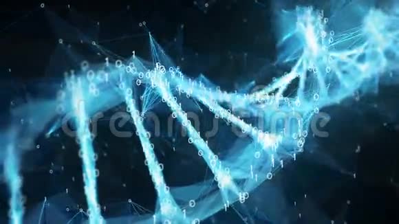 抽象运动背景数字二元屈膝DNA分子4k环视频的预览图