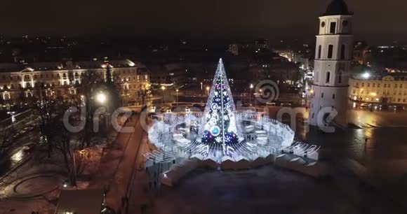 立陶宛维尔纽斯的圣诞树视频的预览图