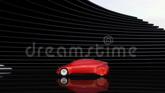 抽象背景下的金属红色自动车视频的预览图