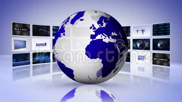 监视器和地球技术抽象动画背景循环视频的预览图