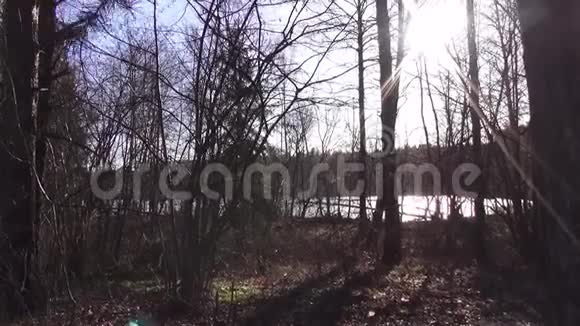 德维纳西部采石场和河流之间的春季景观视频的预览图