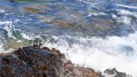 美丽的岩石海岸和海浪视频的预览图