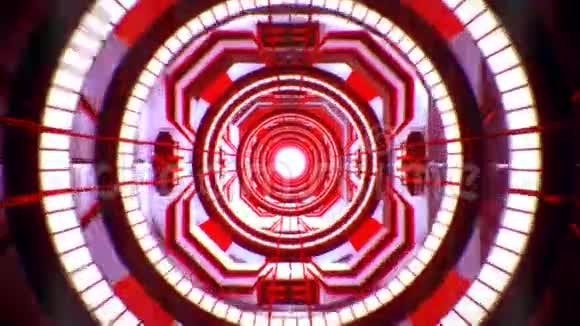 3D红色科幻技术隧道循环背景视频的预览图