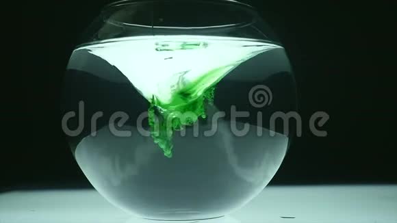 绿色墨水在水中旋转视频的预览图