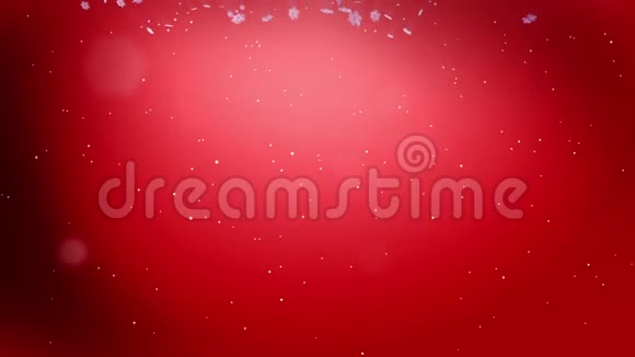 装饰的3d雪花在空气中缓慢地漂浮并在红色背景上发光作为圣诞动画使用新视频的预览图