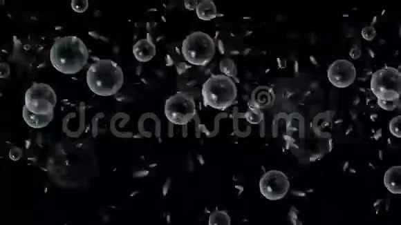 泡沫泡苏打水背景藻类细菌微生物孢子背景视频的预览图