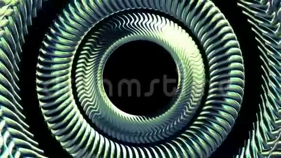 流体运动旋转绿色金属链眼圈无缝环动画三维运动图形背景新质量视频的预览图