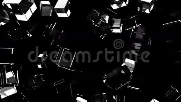 黑色背景上的玻璃立方体摘要视频的预览图