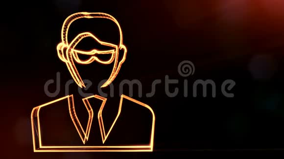 商人或黑客的运动图标背景由辉光粒子作为图像全息图3D无缝动画视频的预览图