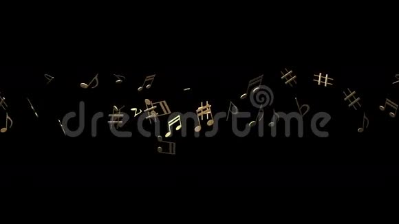 黑色背景下的黄铜音乐笔记视频的预览图