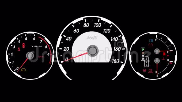 速计跑车启动加速和制动黑色屏幕背景视频的预览图