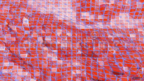摘要红色低聚表面作为独特的背景在时尚低聚设计具有顶点的多边形镶嵌背景视频的预览图