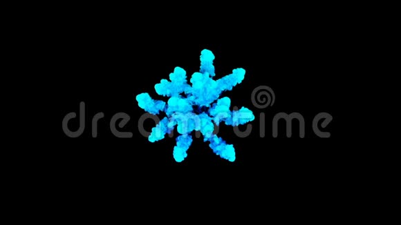 蓝色粉末在黑色背景上爆炸粒子三维动画作为彩色背景或覆盖效果视频的预览图