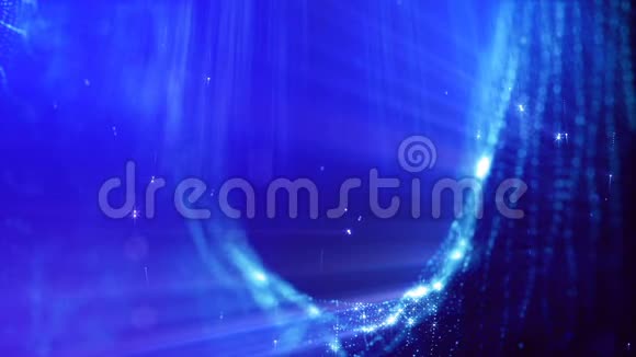 蓝弦缩影或空间无缝的镜头与美丽的光效辉光三维循环抽象动画视频的预览图