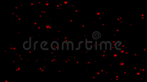 红色的心在黑色的背景上流动视频的预览图