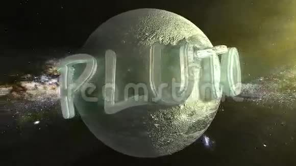 冥王星周围的3D文本视频的预览图