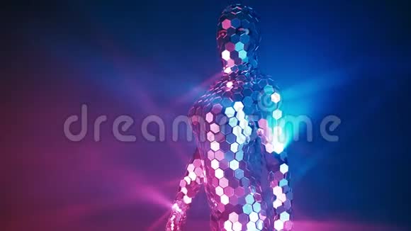 穿着反光衣的人就像机器人一样未来人类概念视频的预览图