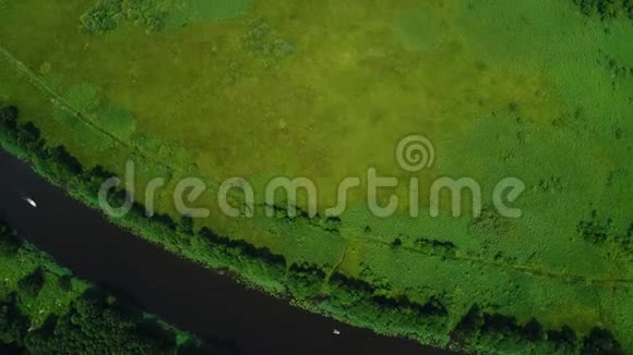 在草地上飞过河流视频的预览图