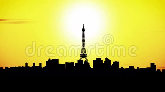 日落时分巴黎城市天际线视频的预览图